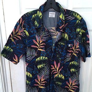 SOVEREIGN CODE LOS ANGELES TROPICAL PRINT COLLARED BUTTON DOWN SHIRT MEDIUM